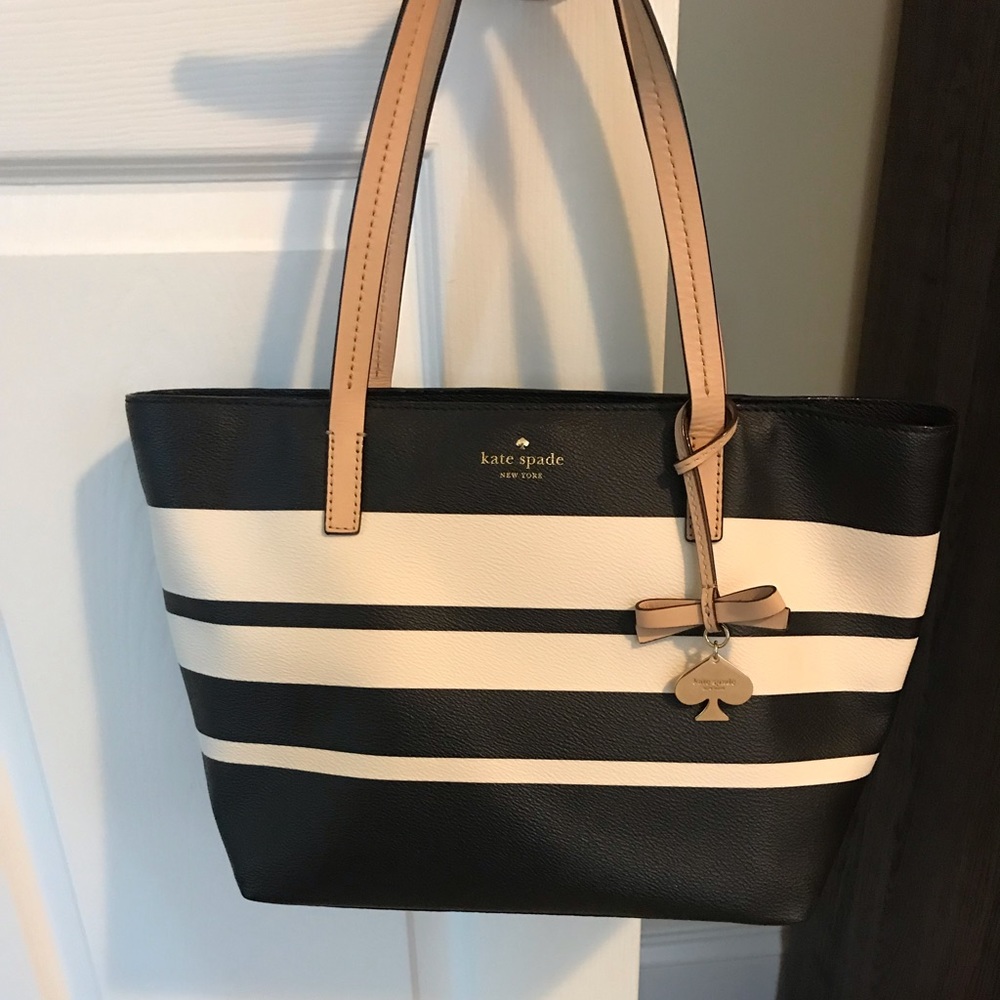 Kate Spade Black and Cream Striped Bag